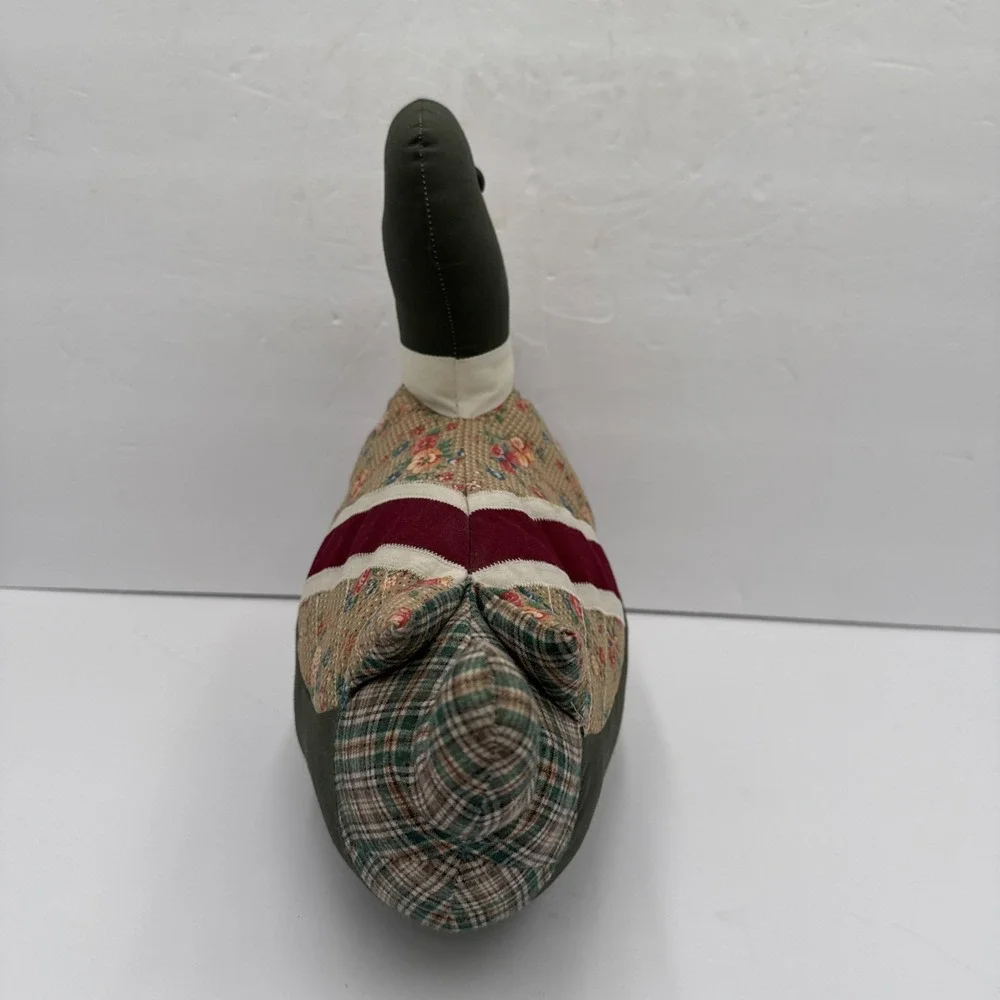 Vtg Handmade Cloth Patchwork Quilted Plush Cottagecore‎ Duck Shelf Sitter Decor